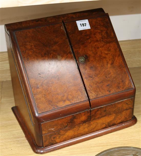 A Victorian walnut stationery casket